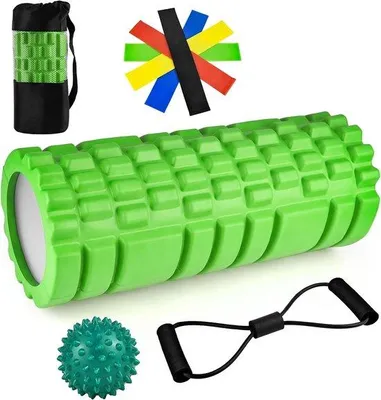 Produktbild von Pilates-Rollen-Set, 33 x 14 cm - 9-in-1 Massage-Set - mit Schaumstoffrolle und Massagebällen - zur Muskelentspannung - Vemera