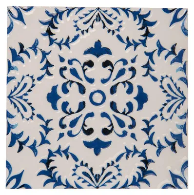 Productafbeelding van Clayre & Eef panonderzetter, 15x15 cm, wit, blauw, keramiek