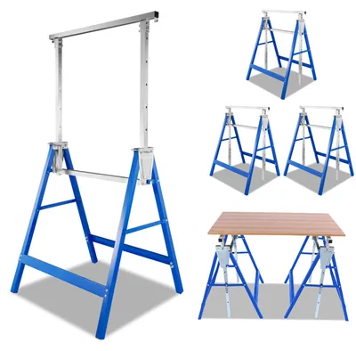 Produktbild von Vigevee 6er Set Arbeitsböcke 7-fach höhenverstellbar 80-130 cm Klappböcke aus Stahl Blau