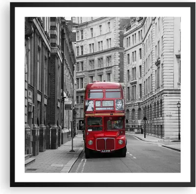 Produktbild von Gerahmtes Poster - Schwarzer Rahmen - Bus england urlaub london - 60x60 cm - Wand Bild - Wanddeko - Wandbilder - Wandposter - Bilderrahmen - Bilder - Kunstdruck - Wandbild - P2BAC60x60-2153
