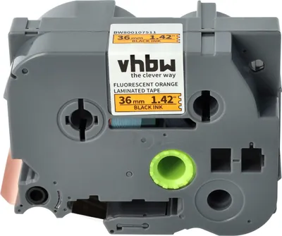 Produktbild von vhbw Schriftband-Kassette kompatibel mit Brother PT 9600, 9700PC, 9800PCN, 9500pc Etiketten-Drucker 8m x 36mm Schwarz auf Neon-Orange