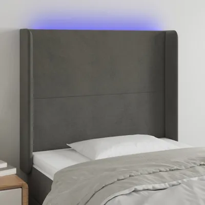 Produktbild von LED Kopfteil Dunkelgrau 103x16x118/128 cm Samt , Kopfteile Design 2024