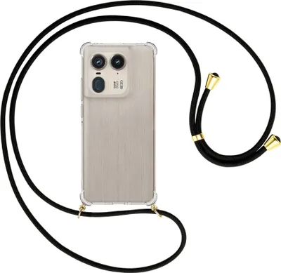 Produktbild von Handykette Backcover-Schutzhülle mit Band (Metall goldfarben) für Motorola Edge 50 Ultra 5G - schwarz