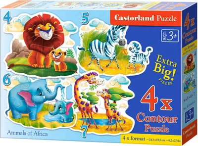 Produktbild von 4-in-1-Puzzle (4+5+6+7 Teile) Tiere Afrikas 4454