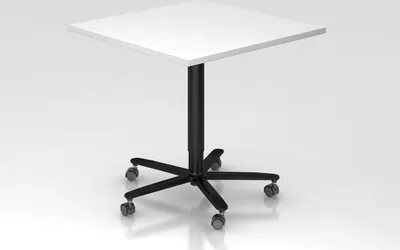 Produktbild von Meetingpoint Säulenhubtisch Ilari eckig | Weiß | schwarzes Gestell | 80x80cm | höhenverstellbar von 72-114 cm | Taster unter Platte