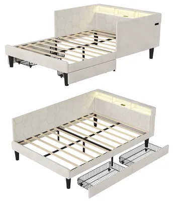 Produktbild von Schlafsofa, modernes skandinavisches Design, integrierter Stauraum, Beige, 90*200cm