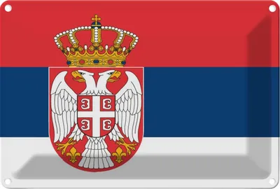 Obrázek produktu pro vianmo Kovový nápis 18x12 cm Flagge Serbien