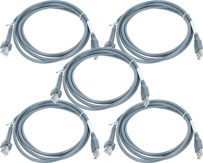 Produktbild von vhbw 5x Datenkabel USB 2.0 Stecker auf RJ45 Stecker Ersatz für Datalogic CAB-412, 90A051922 für Barcodescanner - Kabel, 2 m Grau