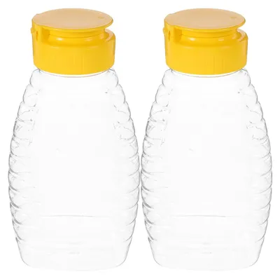 2 Honig-Quetschflaschen PET transparent 180 ml wiederverwendbar