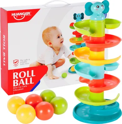 Image de Malplay Jouet d'empilage Eléphant Tour d'empilage colorée avec 6 balles Jouet de motricité et d'activité Multicolore Pour Bébés Et Enfants De 18 Mois Et Plus