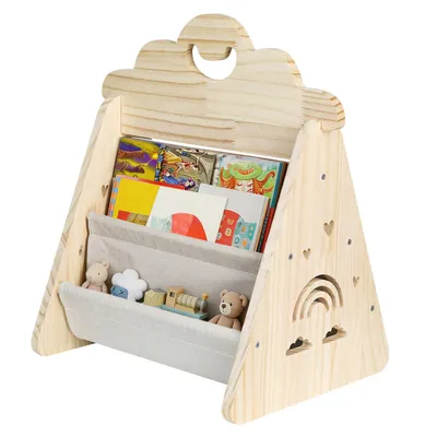 Produktbild von 3-stöckiges Montessori Kinder Bücherregal,Holz Kinderregal,Spielzeug Aufbewahrung Präsentationsmöbel für Kinderzimmer, Spielzimmer