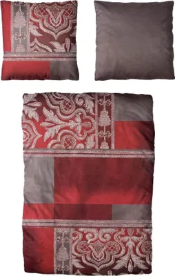 Produktbild von Satin Bettwäsche Baumwolle Ornamente Rot 155x220 80x80cm: 4tlg.