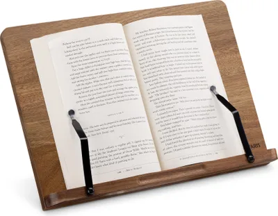 Produktbild von Navaris Buchständer kompatibel mit iPad Ständer - 34x24cm Buchhalter Buchstütze aus Akazienholz - Stand Halter für Buch - für Küche Schreibtisch