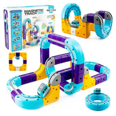 Zdjęcie produktu dla Tor Magnetyczny Dla Dzieci Klocki Edukacyjne Lokomotywa Kolejka Pętle 87 El