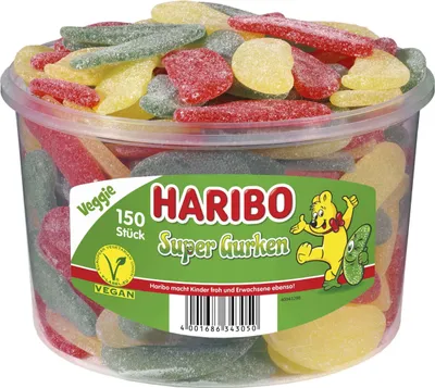 Produktbild von Haribo Sour Cucumber Fruit Gum Wine Gum Veggie 150 kusů 1350g