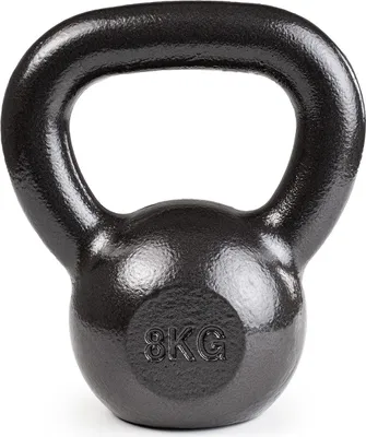 Zdjęcie produktu dla Kettlebell żeliwny 8 kg do treningu siłowego, odważnik do ćwiczeń, podnoszenie ciężarów, czarny