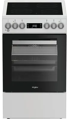 Image de Whirlpool W5V5LCW, Cuisinière indépendante, Noir, Blanc, Boutons, Rotatifs, Tactiles, Blanc, Bas, Tiroir de rangement