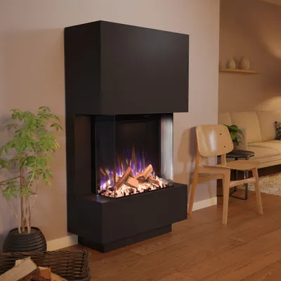 Produktbild von Glow Fire Elektrokamin 'PR14' in Schwarz | LED Standkamin in Schwarz mit Heizung (1500 W) | HxBxT: 150x85x35cm