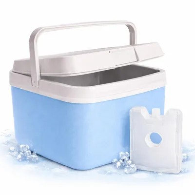 Image de Glacière de 15 litres avec bloc réfrigérant et élément réfrigérant – Sac isotherme portable pour les pique-niques, la plage et le camping (bleu)