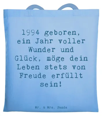 Produktbild von Mr. & Mrs. Panda Shopping Tasche Spruch 1994 Geburtstag - Sky Blue - Geschenk, besondere Jahr, Geburtsjahr, Beutel, Schultasche, Happy Birthday, Uni, einkaufsshopper