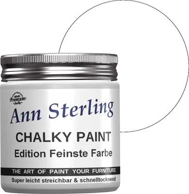 Produktbild von Ann Sterling Kreidefarbe Shabby Chic Farbe: 250ml. Lack Chalky Paint - Weiß