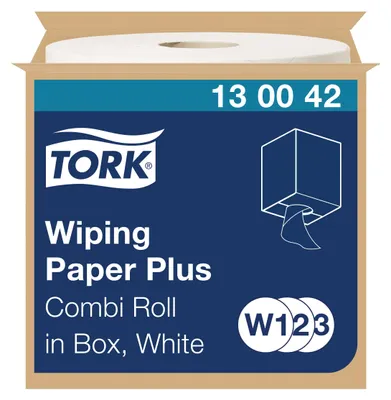 Produktbild von Tork Starke Mehrzweck-Papierwischtücher Weiß W1/2/3, 1 × 750 m Rolle, 130042