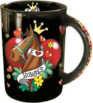 Produktbild von Tasse mit Print I Love Horses 57366 schwarz