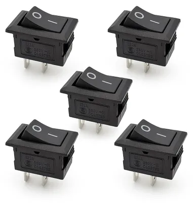 5 Vierkant-Tuimelschalter, DPST, 10 A, 125 VAC, 6 A/250 VAC, 20 A/12 VDC