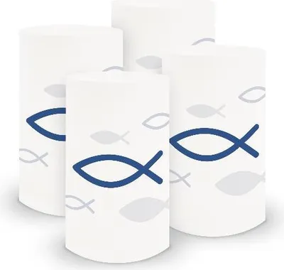 Produktbild von itenga 6x Windlicht klein Fisch blau Kommunion Konfirmation Taufe