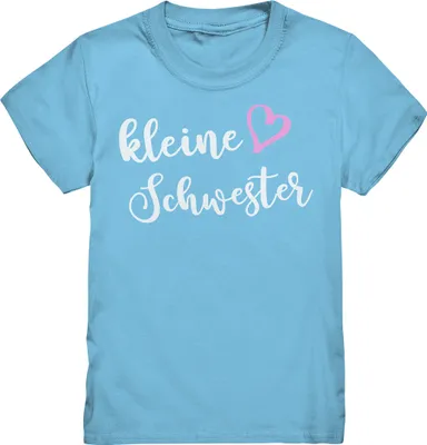 Produktbild von Kleine Schwester T-Shirt Herz Liebe Kleine Schwester Geschenk – Sky Blue / 122/128 (7-8)