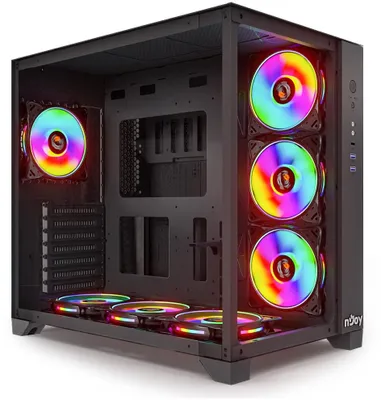 Produktbild von nJoy Aura, Midi Tower, PC, Schwarz, ATX, micro ATX, Gehärtetes Glas, Gaming