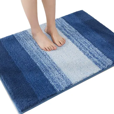 Produktbild von Rutschfeste Badematte 40 x 60 cm, Blau, saugfähig und maschinenwaschbar, Duschmatte, extra weich, Badezimmermatte