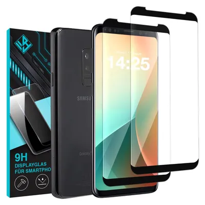 Produktbild von 2x 9H 3D Schutzglas Displayschutzfolie für Samsung Galaxy S9+ Displayglas Fullcover Displayschutz Glas Panzerfolie 3D Schutzglasfolie