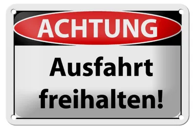 Produktbild von Blechschild Hinweis 18x12cm Achtung Ausfahrt freihalten