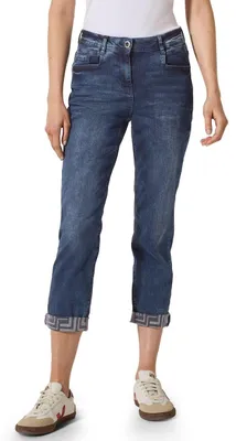 Productafbeelding van Cecil Style, model Toronto, rechte pasvorm, donkerblauw, omslag, donkerblauw, willekeurige wassing, maat 31
