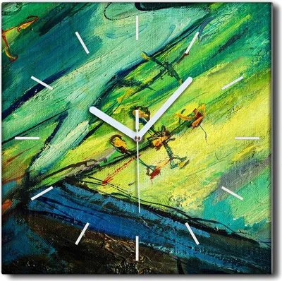 Produktbild von Coloray Uhr auf Leinwand 30x30 cm Wand Uhr Dekoration Wohnzimmer Segeltuch weiße Zeiger -Abstraktion Kunstkunst