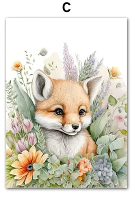 Produktbild von Poster Kinderzimmer Dschungel Wald Tiere · Kinderzimmer Bilder · Wand Deko · Kunst Druck · Deko Print · ohne Rahmen · Motiv C · 50×70 cm