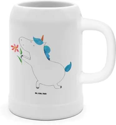Produktbild von Mr. & Mrs. Panda Krug Einhorn Blume - Weiß - Geschenk, Freundin, Humpen, Steinkrug, Tonkrug, Deko, Antrag, Bier Seidel, Ehe, Einhörner, Liebe