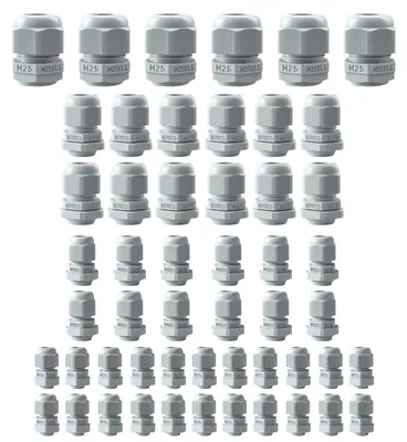 Kabelverschraubungen 52-tlg., IP68, M12–M25, 3–18 mm