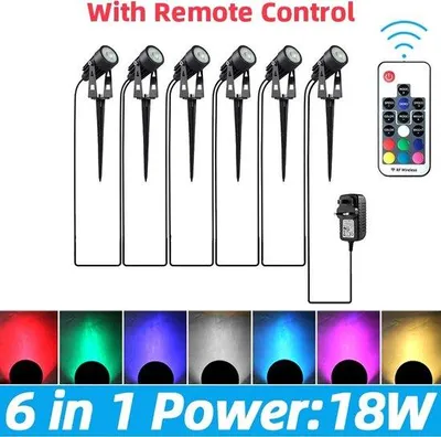 Immagine prodotto di Set di 6 faretti da esterno intelligenti RGB bianco caldo IP65 per l'illuminazione da giardino