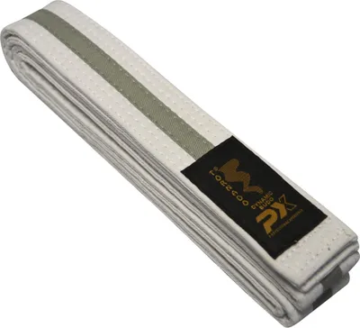 Produktbild von TEKKA BUDO Kampfsport Gürtel mit Mittelstreifen weiß-grau 260 cm 2-farbig - Budogürtel, Karate, Judo, Taekwondo, Ju-Jutsu