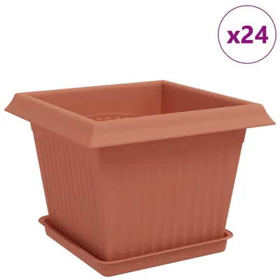 Image de Pots de plantes 24 pcs Rouge brique 23 x 23 x 17,5 cm Plastique