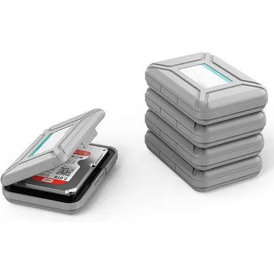 Produktbild von Schutzhülle/Aufbewahrungsbox für 3,5-Zoll-Festplatten, staubdicht, antistatisch und stoßfest – Grau
