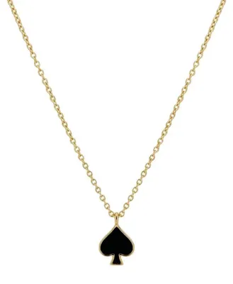 Produktbild von Suzan Gold® 925 Sterling Silber Halskette Damen schwarzer Pik Anhänger elegant filigran wasserfest Geschenk Black Spade Necklace hochwertig