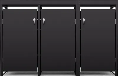 Produktbild von Blumfeldt Elegante 3er-Mülltonnenbox für 60/120/240 L Behälter, praktische Öffnung von oben & vorne, Sicherheit mit Schloss & Schlüssel, ideal für saubere & ordentliche Mülltonnenbereiche