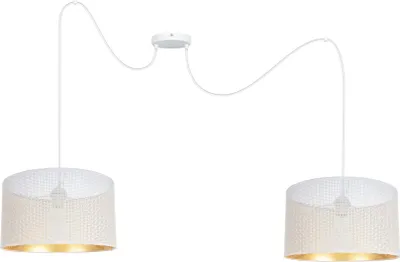 Produktbild von Hängelampe Metall E27 200 cm breit H: max. 420 cm in Weiß Gold 2-flammig