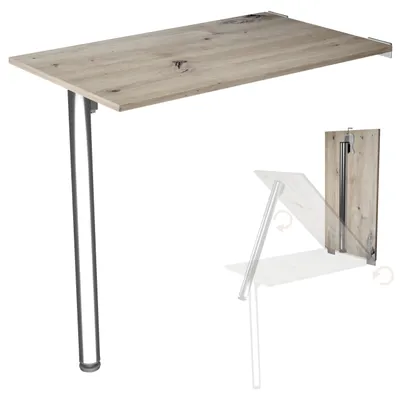 Obrázek produktu pro Nástěnný skládací stůl s nohou Stolová deska 80x50 cm z dubového dřeva Rozkládací stůl Jídelní stůl Kuchyňský stůl na zeď Stabilní barový stůl