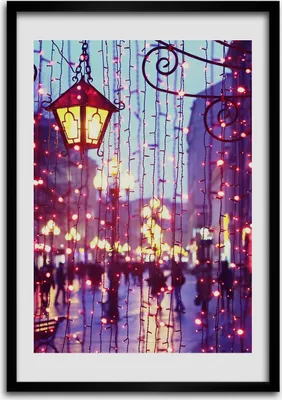 Produktbild von Bild - Bilderrahmen - 50 cm x 70 cm - MDF - Rahmen - Wandkunst Lichter in der Stadt