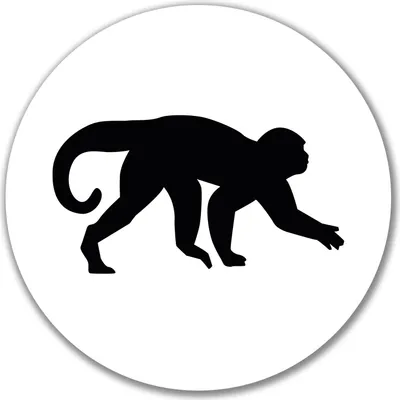 Produktbild von Huuraa Aufkleber Affe Silhouette 10cm rund Sticker Geschenkidee