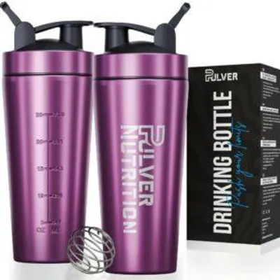 Produktbild von Pulver® 1000ml protein shaker edelstahl - Auslaufsicher & BPA-frei shaker für Protein-Shakes&Trinkzweck|Roze shaker bottle für Fitness & Fitnessstudio